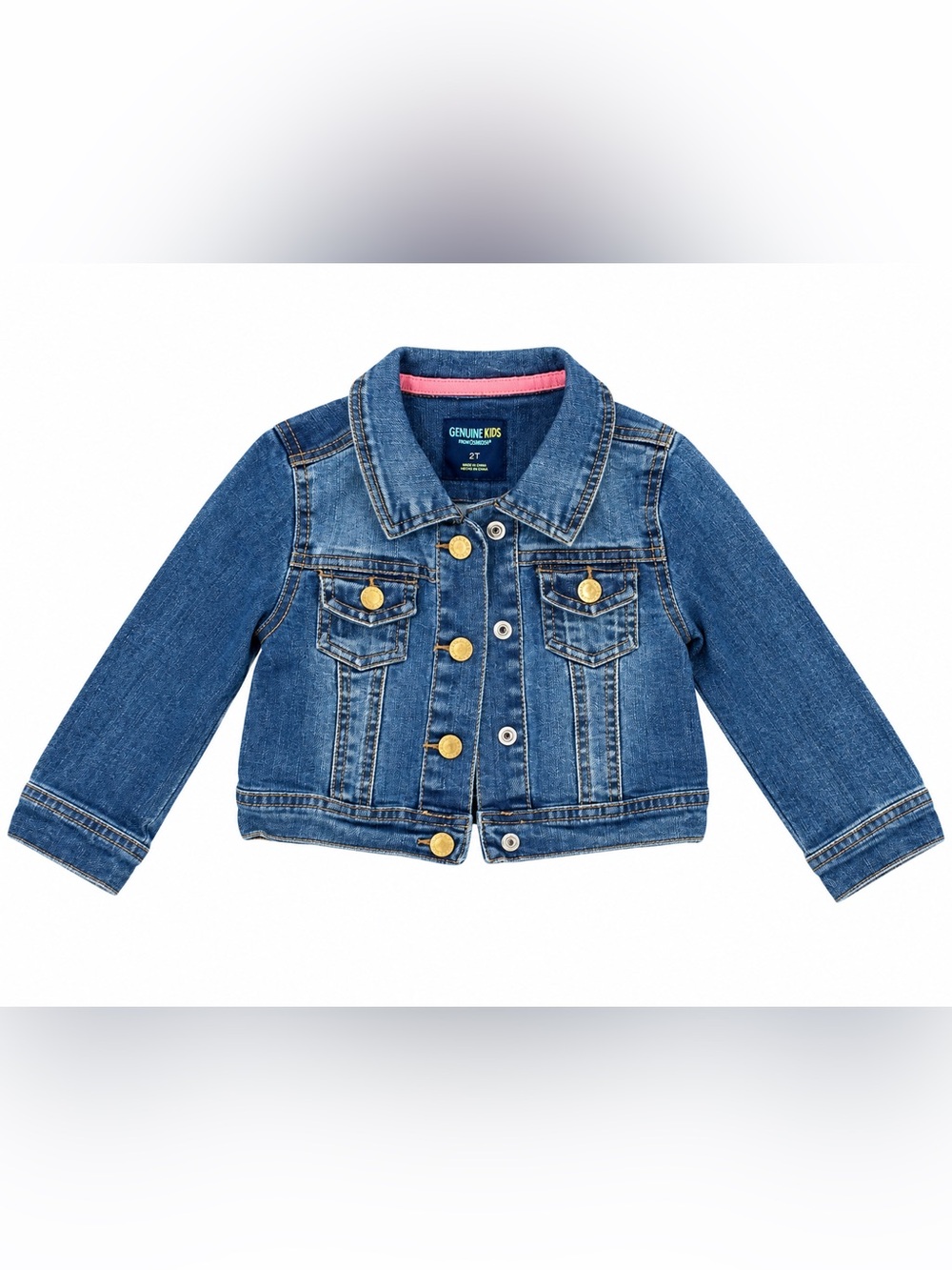 Genuine Kids From OshKosh Girls Denim Jean Jacket Size 2T Pink Detail
